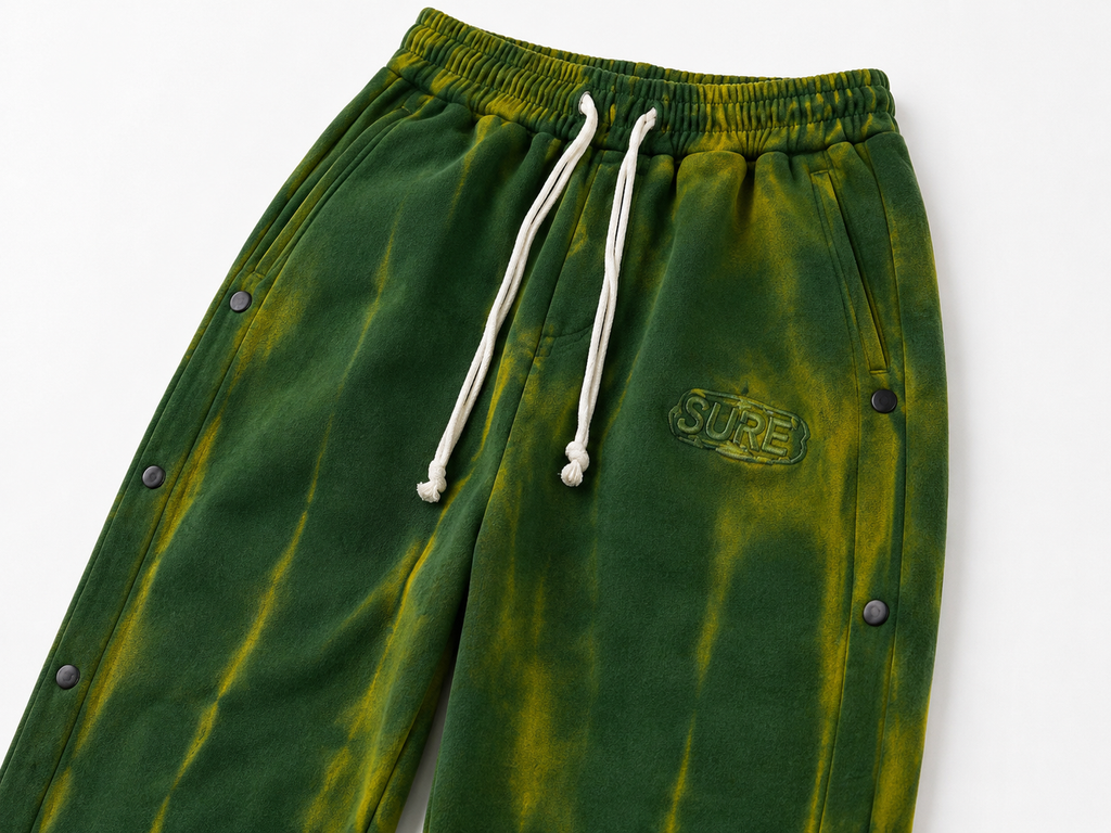 SURE Vintage Wash Snap Cargo Sweatpants – Green