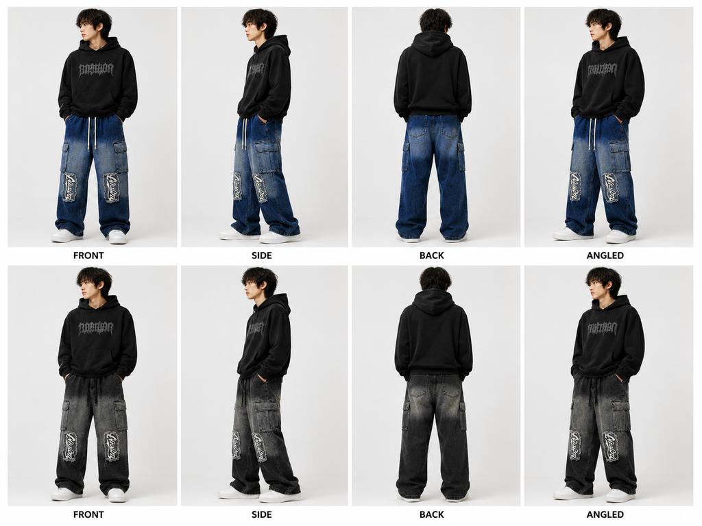 Vintage Distressed Cargo Denim Jeans
