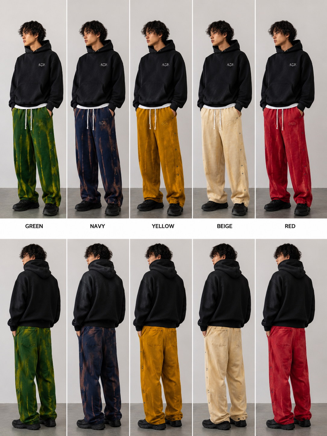 SURE Vintage Wash Snap Cargo Sweatpants – Green