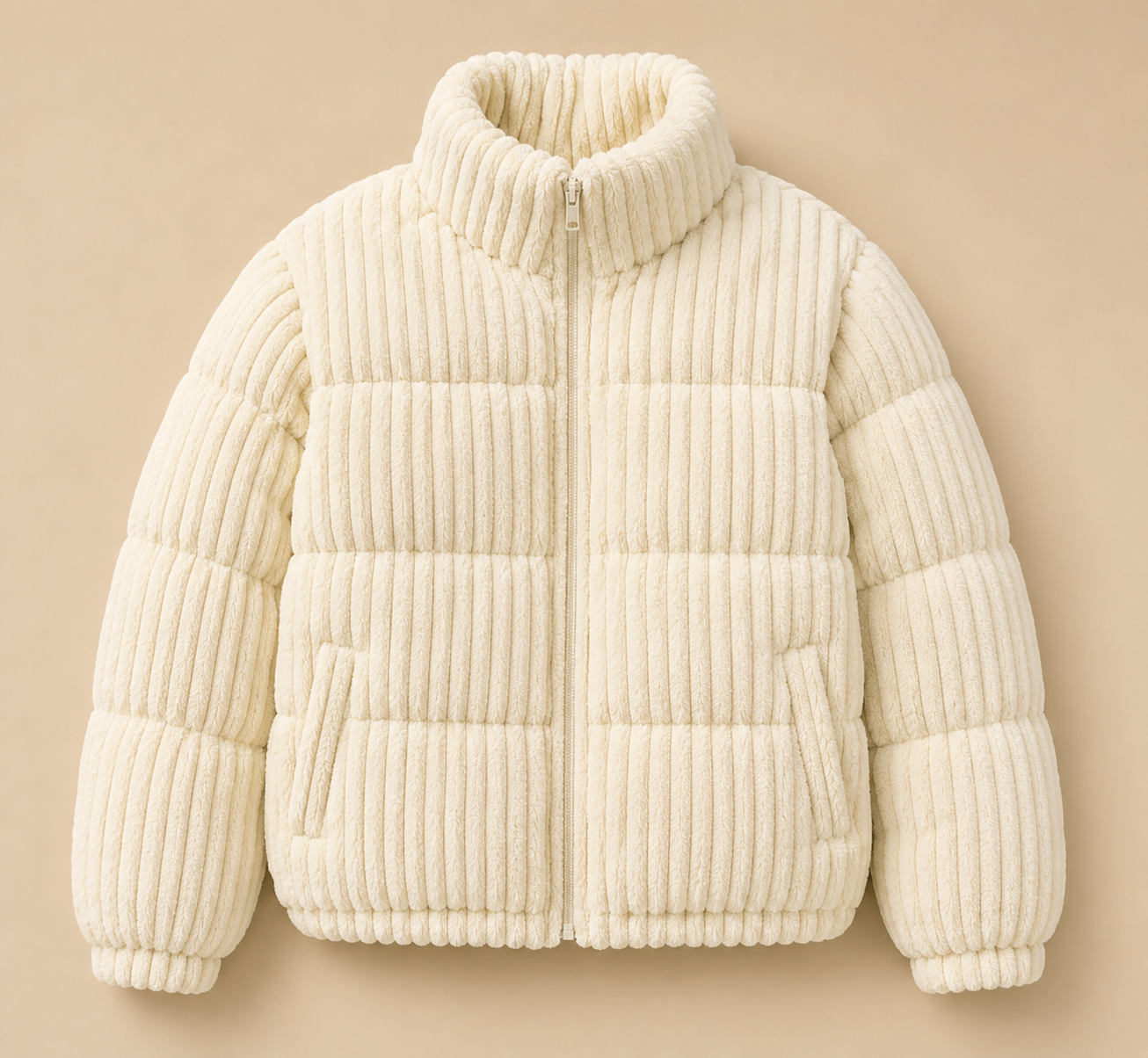 Premium Corduroy Puffer Jacket – Brown