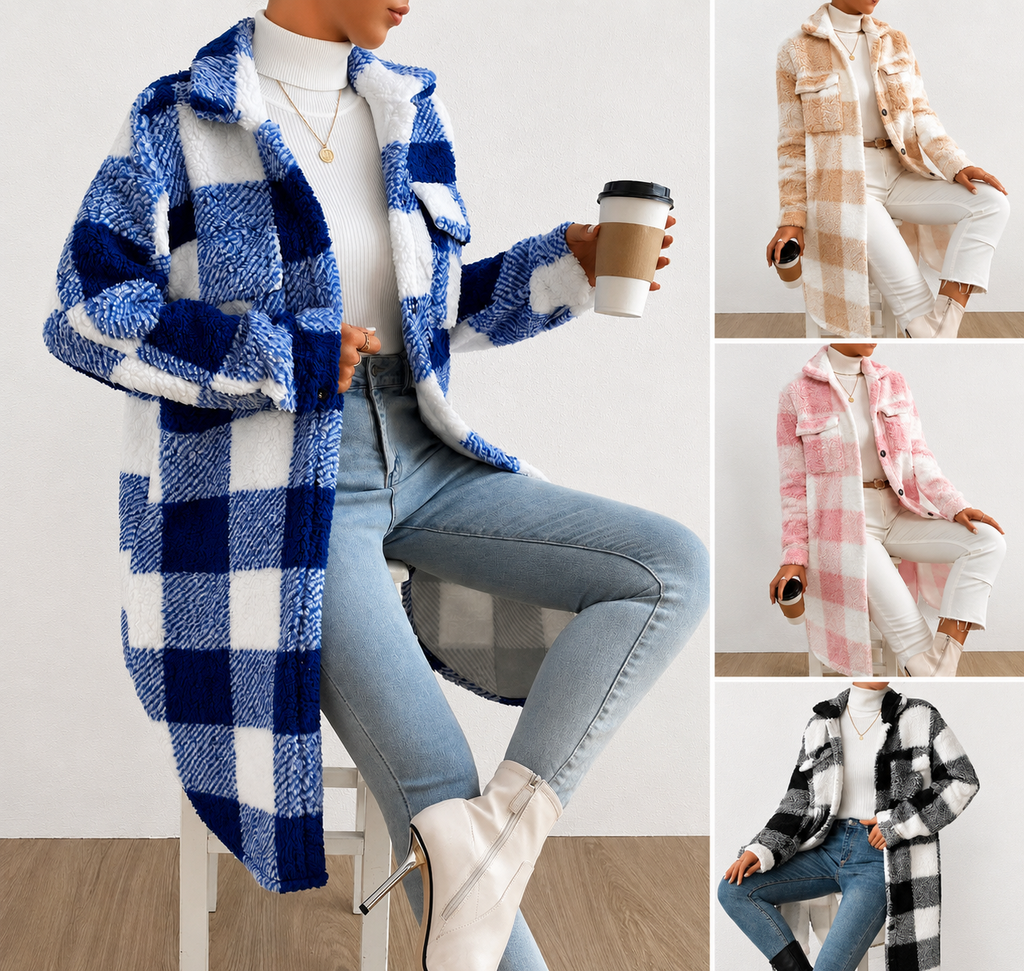 Women’s Premium Checkered Winter Coat